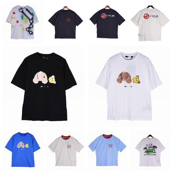 

23ss p a short sleeve print mens t shirts womens designer clothing fashion upside down neon tees pxp painted classic hurricane star sprayed, White;black