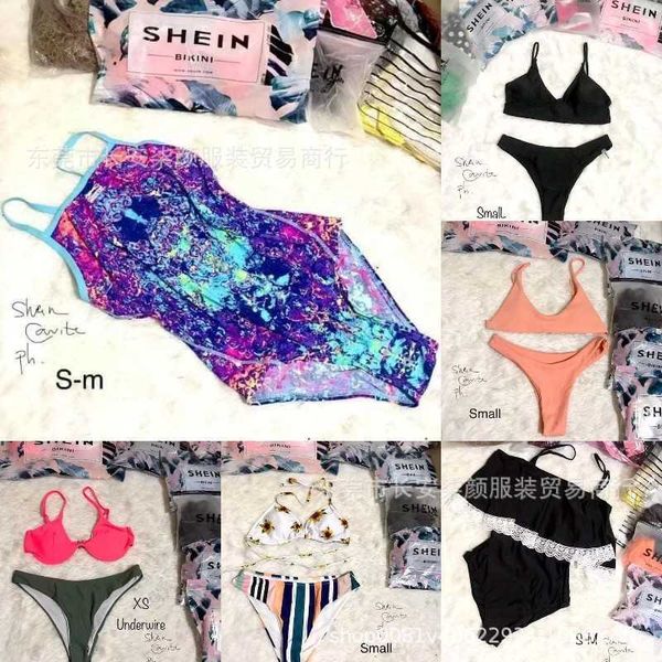 

shein brand swimsuit bikini split swimsuit, White;black