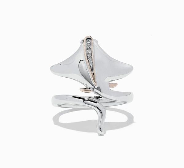 

choucong ins sell wedding rings simple fashion jewelry 925 sterling silver rose gold fill double color cz crystal devil fish e6088470, Slivery;golden