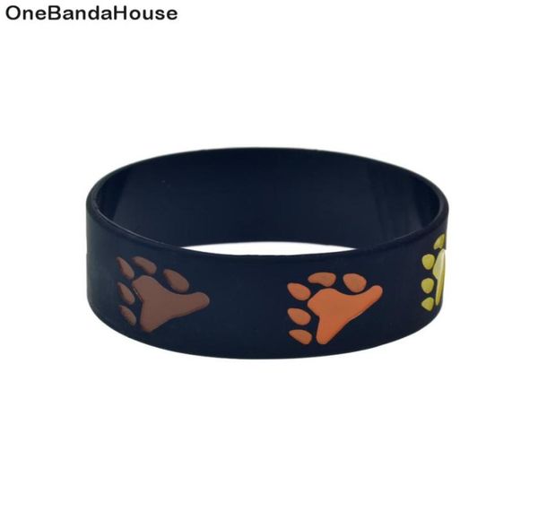 

50pcs bear paw pride 1 inch wide silicone rubber bracelet black classic decoration logo no gender jewelry6072010