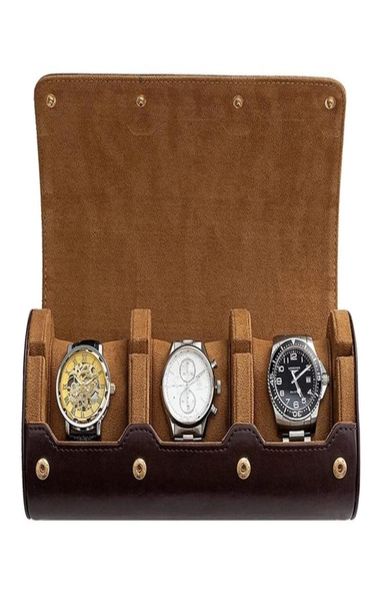 

portable 3 slots travel business watch storage case chic leather display vintage watches holder box organizer leather watch roll 24792754, Black;blue