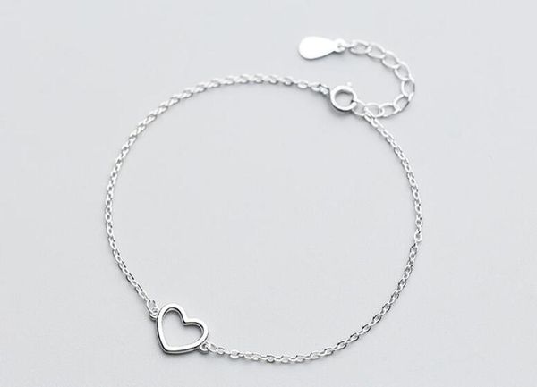 

100 real 925 sterling silver fine jewelry open heart love chain bracelet charms gtls6252431616, Golden;silver