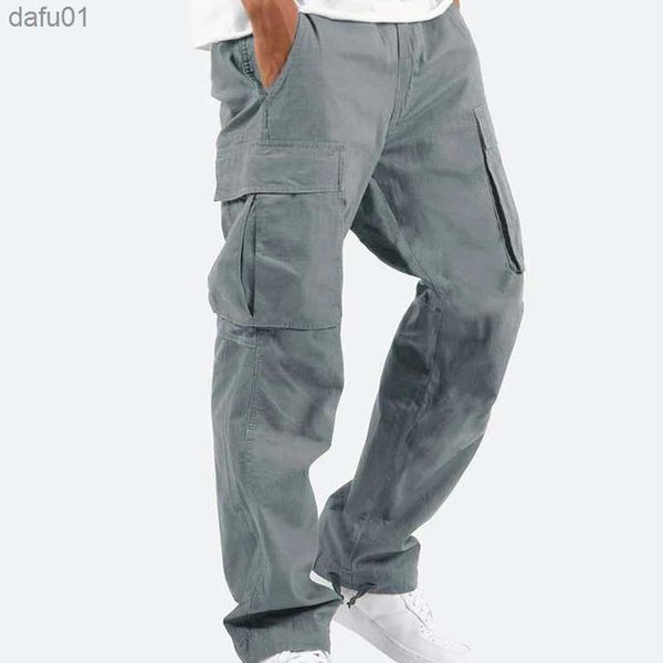 

men's pants brand new casual pants men cargo pants loose trousers mens pants overalls multi pocket straight joggers s-5xl fashionable, Black