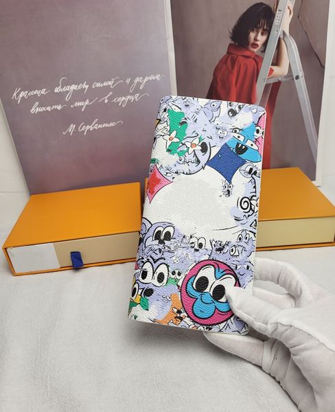 

23ss graffiti flowers letter wallet luxury brand womens short wallets card holders famous designer men's suit clip clutch bags women st, Red;black