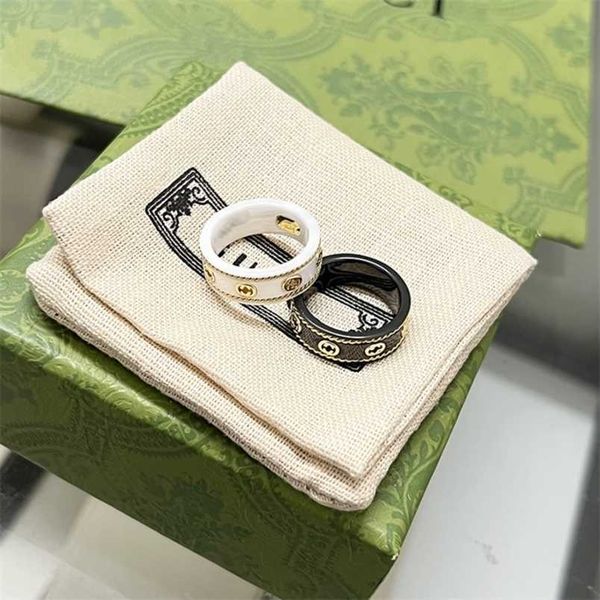 

20% off 2023 new designer jewelry bracelet necklace ancient black white ceramic twist set phnom penh couple ring, Silver