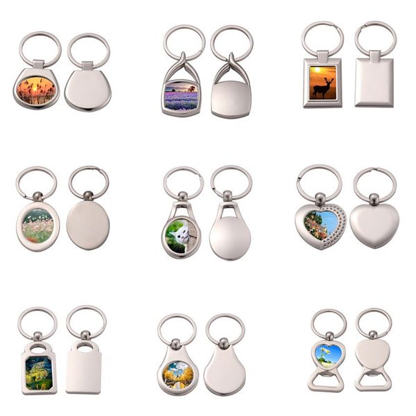 

sublimation blank metal keychains transfer printing key ring material, Silver