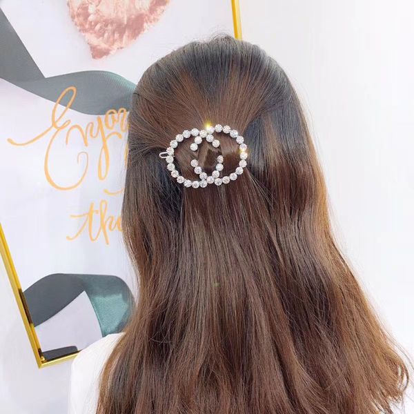 

new arrival crystal pearl letters hair clips for fashion women accessories classic designer jewelry, Golden;silver