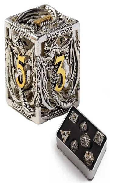 

7pcs pure copper hollow metal dice set dd metal polyhedral dice set for dnd dungeons and dragons role playing games 2201151997604
