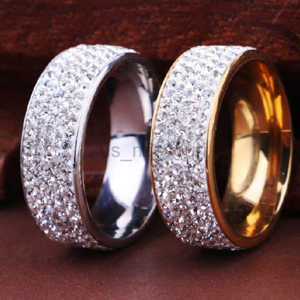

band rings luxury stainless steel ring for women men crystal rhinestone fashion jewelry wedding engagement rings j230531, Silver