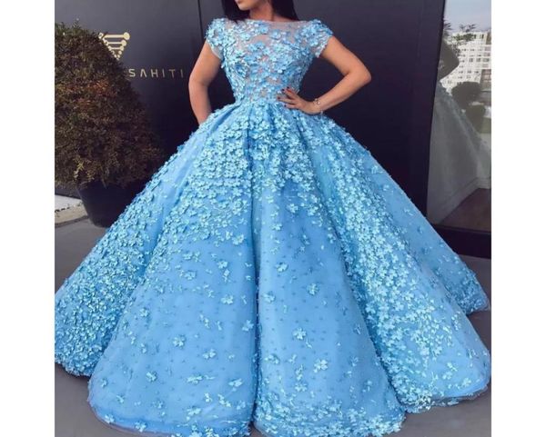 

new fashion gorgeous pearls evening dresses sheer neckline 3d floral applique aline tulle evening gowns red carpet dress celebrit9135464, Black;red