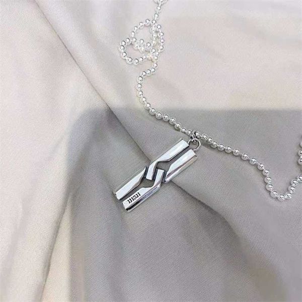 

2023 new designer jewelry bracelet necklace ring zhigujia 925 love fearless h-shaped rectangular pendant lovers sweater chain, Silver