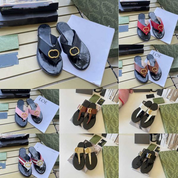 

2023 new summer luxury g interlocking sandals designer women flip flops slipper fashion genuine leather slides metal chain ladies casual sho, Black