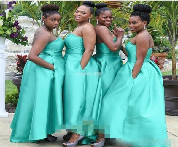 

arabic style teal bridesmaid dresses with pockets turquoise satin plus size 2016 negerian african wedding guest maid of honor part7475243, White;pink