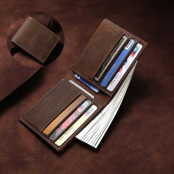 

retro crazy bag horse leather wallet ultra thin genuine coin purse mens fashion short horizontal, Red;black