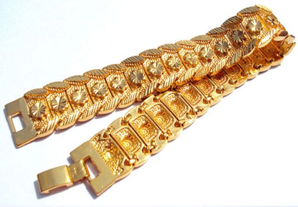 

fine heavy 33g men039s 18k yellow gold real bracelet solid watch chain link 9inch gift containing about 30 or m6338956, Black