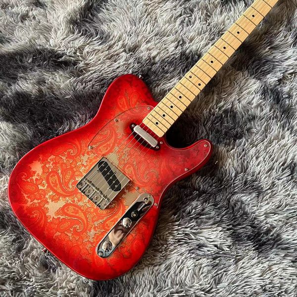 

electric guitar red color 6 stings guitar maple fingerboard basswood body
