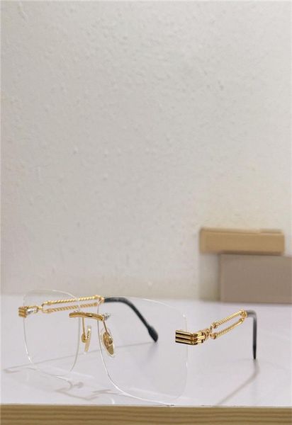 

new fashion design optical glasses 50035u rimless frame square transparent lens metal temples versatile business style popular 4168594, Black