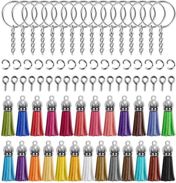 

keychains keychain tassleskey chains set comes with 50 pieces leather tassels50 rings50 jump rings and 5017065167, Silver