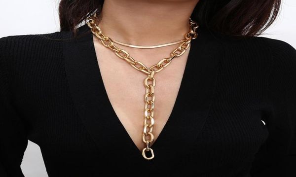 

new ins fashion luxury exaggerated multi layer link chain long pendant choker statement designer necklace for women girls3268687, Silver