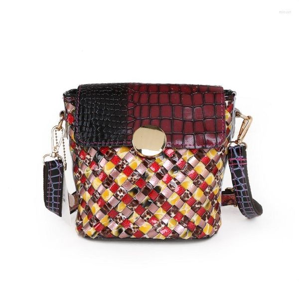 

shoulder bags women's bag fashion woven handbag genuine cowhide color designer luxury clutch purse