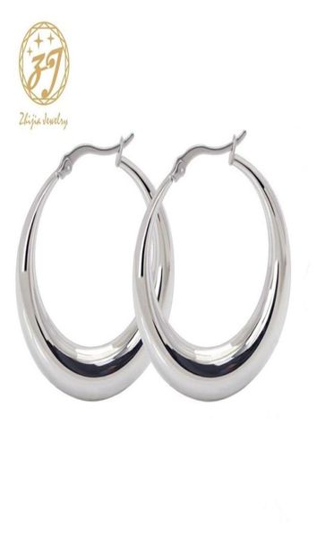 

zhijia stainless steel jewelry earring thick casual simple round small silver hoop earrings for women 5239081, Golden;silver