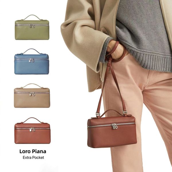

designer fashion loro piana extra pocket l19 mini bag women's mens luxury genuine leather camera bags tote handbag cross body bag clutc