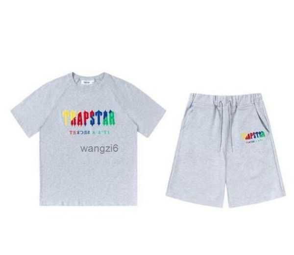 

men's t-shirts trapstar t designer black and grey rainbow color summer sports fashion cotton cord sleeve m  xl 8 950r, White;black