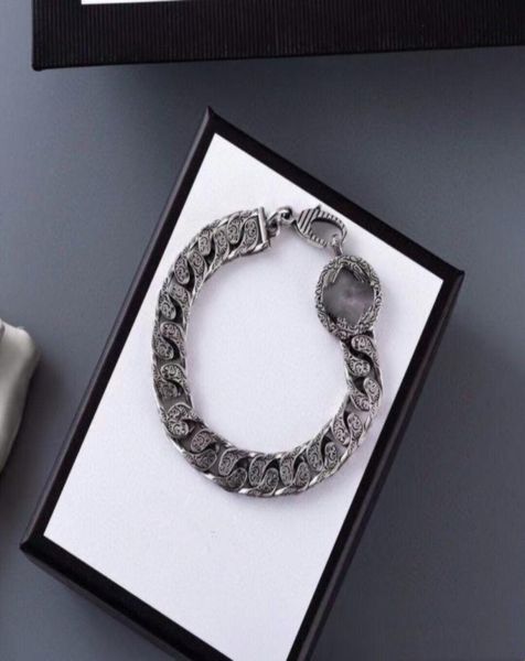 

vintage 925 silver g letter carved vine chain bracelet men039s and women039s fashion personalized street accessories2020606, Black