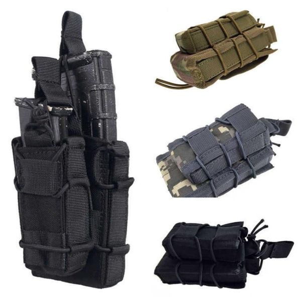 

tactical modular molle bag m4 m14 ak double magazine pouch hunting military airsoft rifle pistol mag carrier holster pouches q07214165320