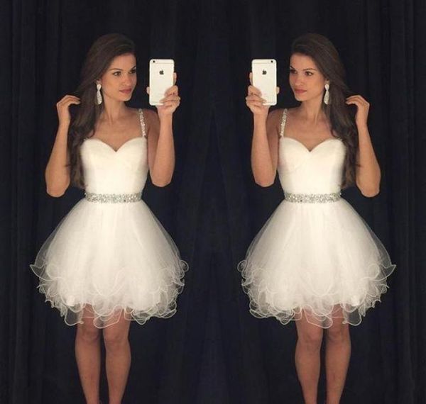 

2019 little white homecoming dresses spaghetti straps with beads tulle cocktail dresses formal party dresses prom gowns for women9900437, Blue;pink