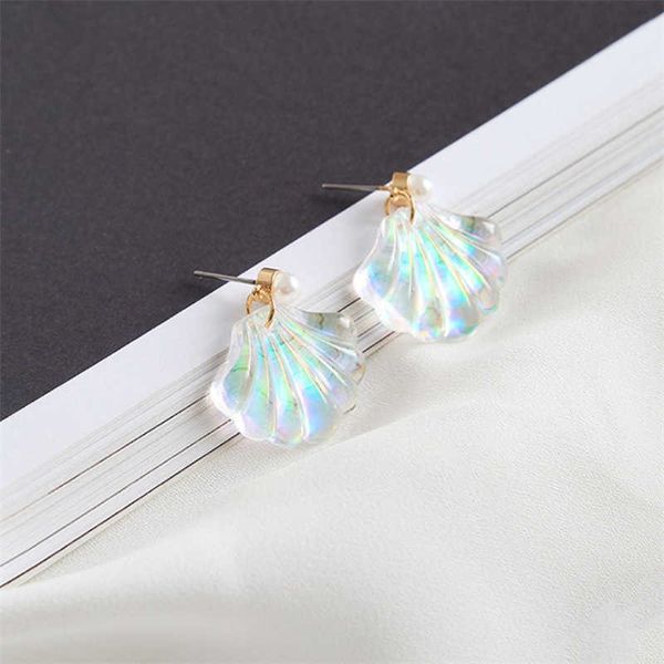 

jewelry scallop style earrings fresh seaside vacation shell with pearl, Golden
