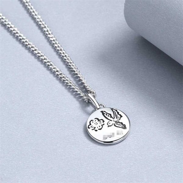 

2023 new designer jewelry bracelet necklace ring flower bird love fearless double-sided pattern male female lovers round pendant, Silver