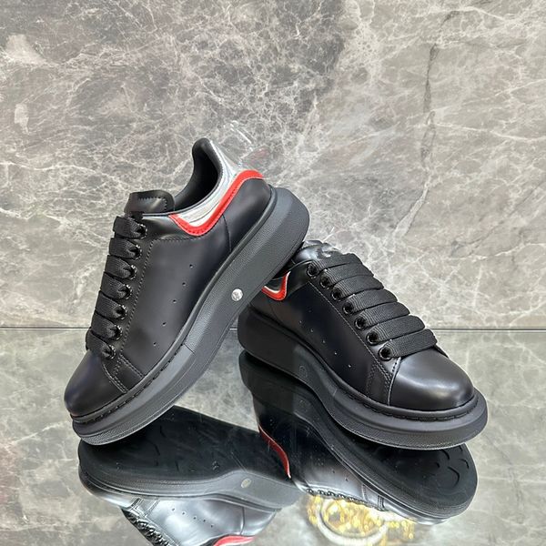 

womens men designer sneaker casual shoes leather sneakers embroidered white shoes flat 0529, Black