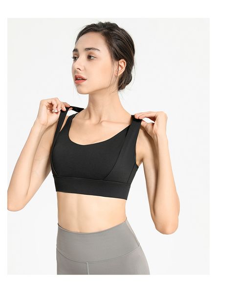 

shockproof yoga bra fitness yoga dress workout crop tank athletic cami with built in bra compression backless sports bra open back black bl