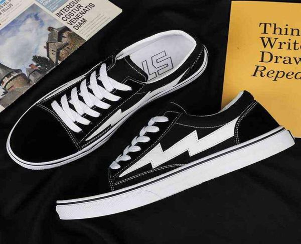 

green revenges storm canvas shoes fashion women vulcanized shoes lightning pattern men street skateboarding shoes h1228401734, Black