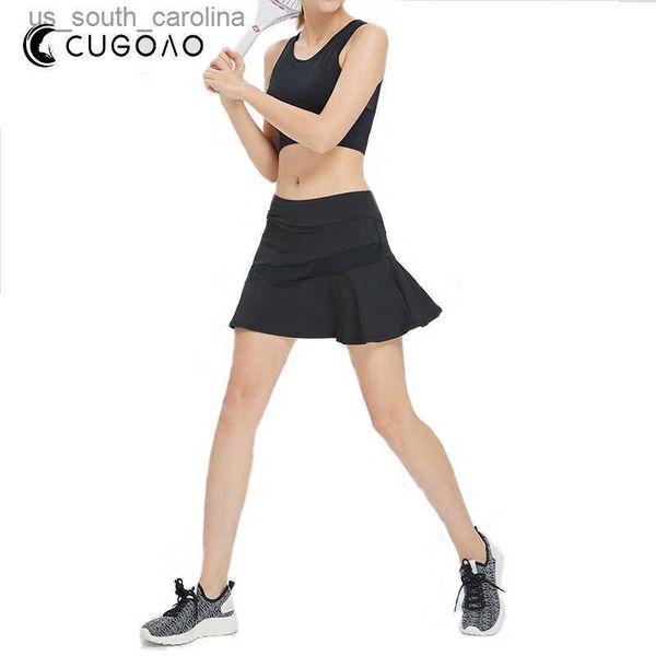 

cugoao women sports tennis skirts golf skirt fitness shorts high waist athletic running short quick dry mini sport skort l230522, Black