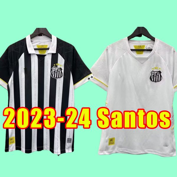 

23/24 santos fc soccer jerseys pink pele marinho emerson soteldo rodrygo carlos sanchez f.jonatan libertadores finals football shirts 2023 2, Black;yellow