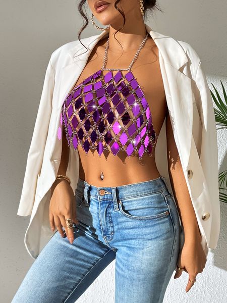 

women's tanks backless hand-stitched acrylic top, White