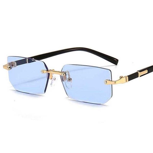 

fashion sunglasses luxury brand outdoor summer square rimless vintage women designer mirror sun glasses female rectangle ocean color oculos, White;black