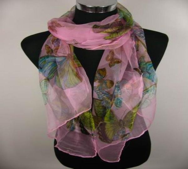 

2018 womens girls thin silk scarf neck butterfly 20pcslot 19244488634, Blue;gray