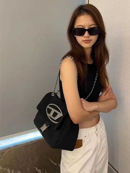 

Vagrant Suitcase and Bag Canvas Dinner This Year Popular Chain High-capacity Nylon 2023 New Fashionable Motorcycle Style Tote Shoulder, Black6