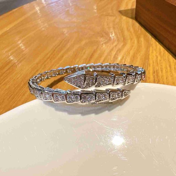 

designer luxury belgary brand bracelet s925 sterling silver diamond snake bone living bracelet womens sterling silver full diamond snake bon, Black