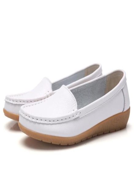 

women039s real cowhide comfortable soft mother shoes genuine leather beanie casual slope with beef tendon sole nurse shallow si4597850552