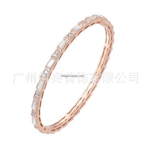 

designer luxury belgary brand deep sea white shell snake bone set with rose gold fashion room diamond bracelet factory, Black