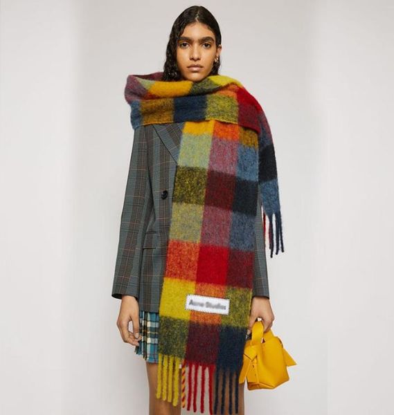 

scarves family cashmere shawl in autumn and winter fashion colored chequered scarf warms students necks thicker shawls8860500, Blue;gray