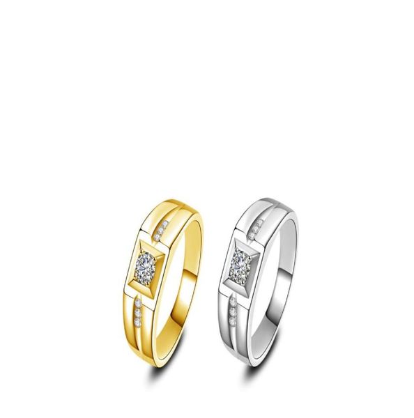 

omhxzj whole solitaire rings personality fashion man male party wedding gift square zircon 18kt yellow gold white gold ring rn9221098, Golden;silver