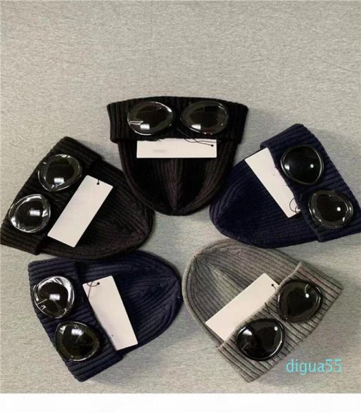 

fashion two glasses goggles beanies men autumn winter thick knitted skull caps outdoor sports hats women uniebeanies black gre1330790, Blue;gray