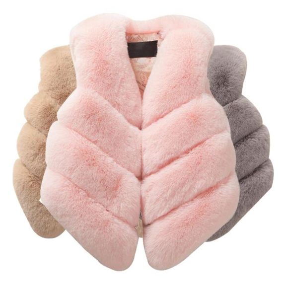 

winter girls faux fur baby coats for girls jackets kids waistcoat outwear girls clothing children artificial fur coat lj2011308464524, Blue;gray