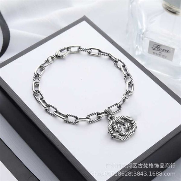 

2023 new designer jewelry bracelet necklace ring 925 twist pattern interlocking old thread men's women's lovers bracelet, Black