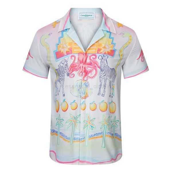 

casablanc shirt 22ss designer shirts masao san print mens casual shirt womens loose silk casablacnca shirt short sleeves luxury t-shirt tees, White;black